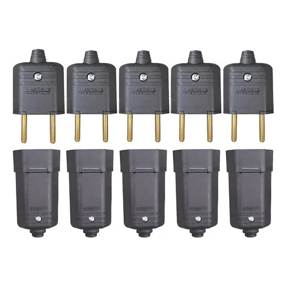 Kit 5 Pino Plugue Macho 2p E Tomada Fêmea 2p+t 10a Extensão