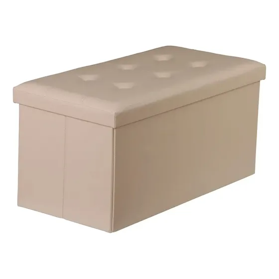 Banqueta Baul Sillon Pie De Cama Silla Organizador Plegable Beige