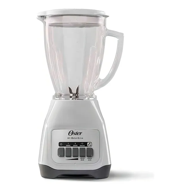 Oster Licuadora de 2 Velocidades más Pulso Alto y Bajo con Vaso de Vidrio Boroclass Blanca BLSTKAG-WPB