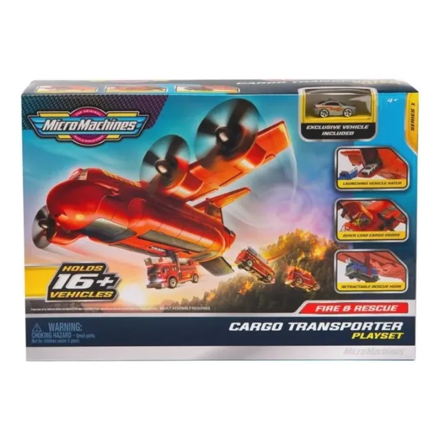Micro Machines Avion Cargo Transporter Play Set 20 Vehiculos Cargo Transporter Rojo