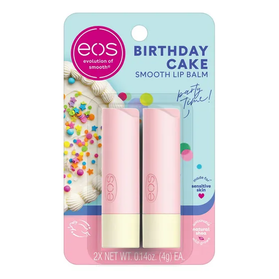 Eos Bálsamo Labial Torta De Cumpleaños Karité Natural X 2