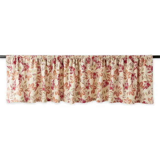 Cenefa De Ventana 100% Algodón 72x14 Estampado Hojas Rustic