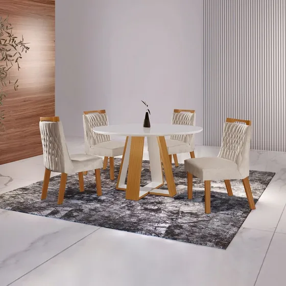 Conjunto Sala Jantar 4 Cadeiras Atena Jj