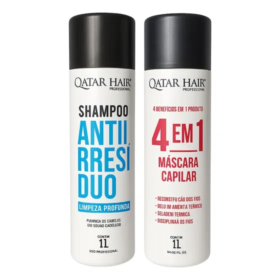 Qatar Hair Kit Selagem 4 Em 1 Plastica Dos Fios  2x1000ml