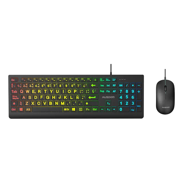 Teclado Ergonómico Rgb Español Con Tecla Ñ Para Computadora