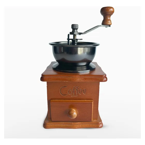 Moedor De Café Manual Retrô Com Manivela Madeira Cerâmica