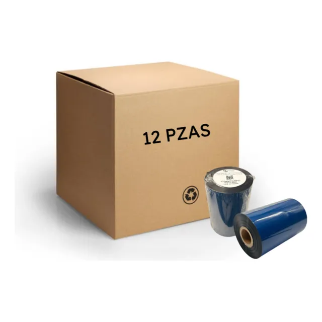 Caja 12 Pzs Ribbon Cera Resina Premium 110x450 Para Etiqueta Negro
