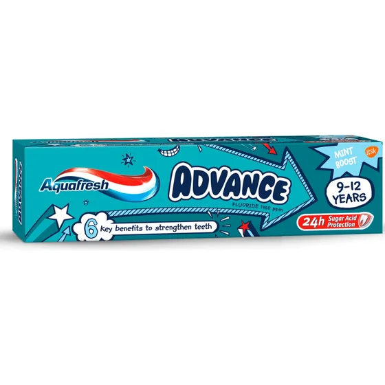 Pasta Dental Junior Aquafresh Advanced 9-12 Años 94gr 75ml