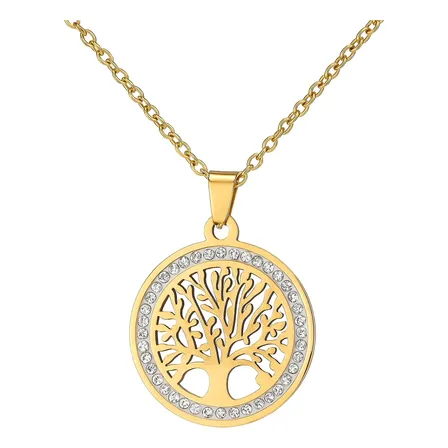 Corrente Feminina Árvore Da Vida De Aço Inox Banho Ouro Rosê