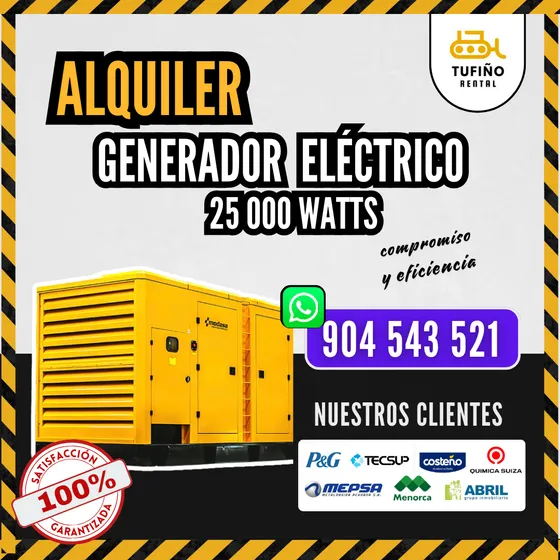 Alquiler De Generador Electrico / 25 000 Watts- Modasa