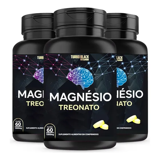 3 X Treonato De Magnésio Original 1000mg 180 Comprimidos 