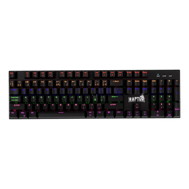 Teclado Raptor Mec-104 Mecánico Rgb Teclado Negro Idioma Español Latinoamérica