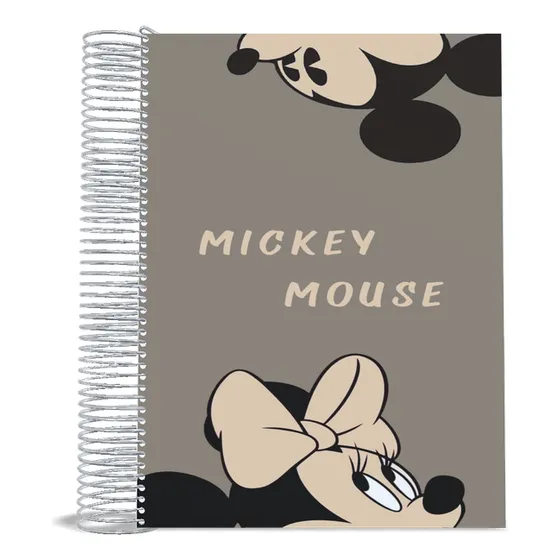 Caderno Capa Dura 20 Materias Mickey Mouse Escolar Branco