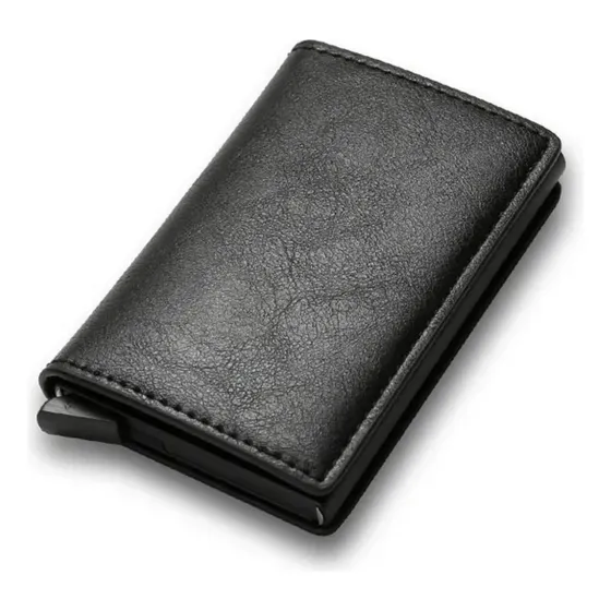 Carteira Masculina Atemporal Discreta Homem C/ Personalidade Cor Preto Desenho Do Tecido Liso