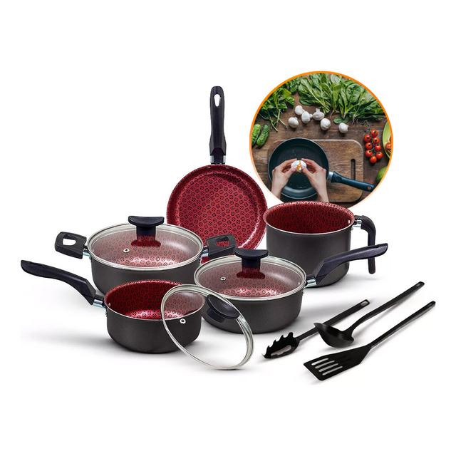 Conjunto Panelas Antiaderente 8 Peças Prime Alumínio Teflon Conjunto Panelas Antiaderente 8 Peças Prime Alumínio Teflon
