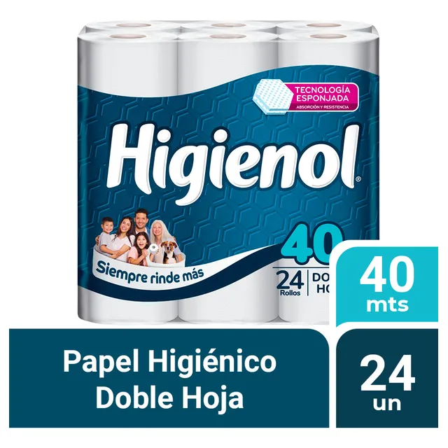 Papel Higiénico Higienol Tecnología Panal 24 Un 40 Mts