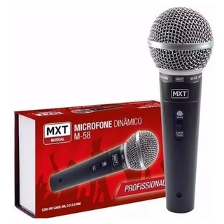 Microfone Profissional Dinâmico Mxt M-58 + Cabo 3 Metros Microfone Profissional Dinâmico Mxt M-58 + Cabo 3 Metros