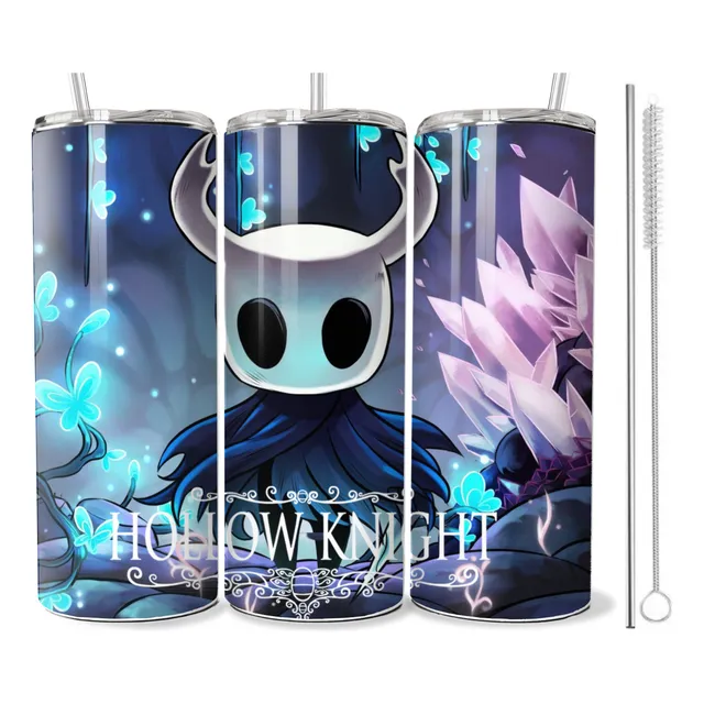 Termo Hollow Knight Skinny+popote Acero Inoxidable 600ml