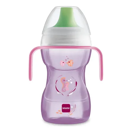 Copo De Transição Fun To Drink 270ml 8+ Meses Rosa - Mam Animais Aquáticos Rosa Animais Aquáticos