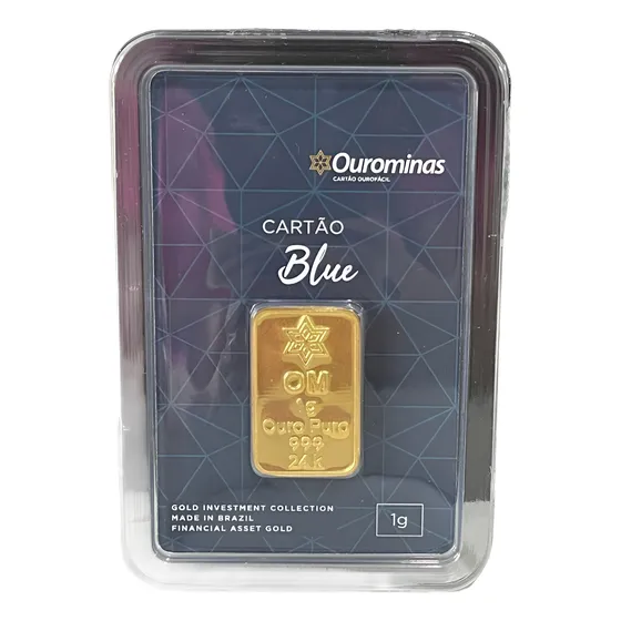 Cartão Barra De Ouro 24k Ouro Minas Com Certificado
