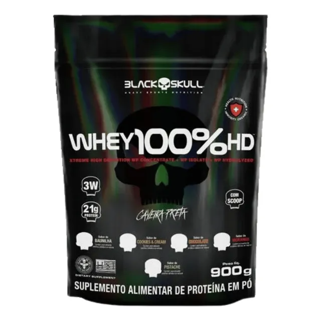 Whey 100% Hd Refil Black Skull - 900g (wpc, Wpi E Wph)