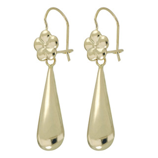 Arete Arillo Fino Pensamiento Con Lagrima De Oro Solido 10k Arete Arillo Fino Pensamiento Con Lagrima De Oro Solido 10k