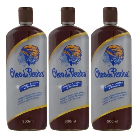 Kit 03 Óleo De Peroba King Lustra Moveis Da Brilho 500 Ml