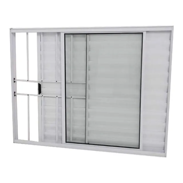 Janela Veneziana 3f Com Grade Alumínio Branco L20 100x150