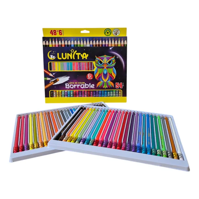 Lapices De Colores Borrables Lunita 54 Colores Sin Madera