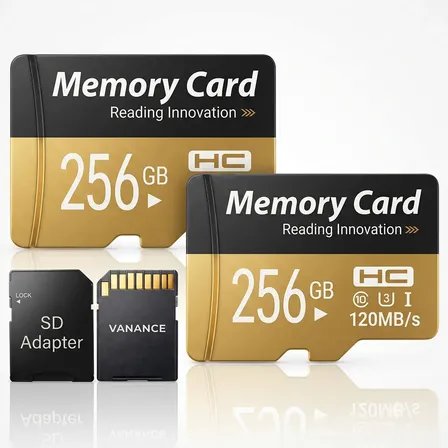 2 Pcs Tarjetas De Memoria 256GB TF Micro SD Card Con Adaptador Vanance Impermeable Resistente Altas Temperaturas Clase 10 U3 A1 Alta Velocidad Lectura 120MB/s Memoria SD Para Cámaras Y Celulars
