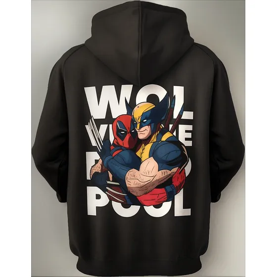 Blusão Moletom Estampa Geek Jr Deadpool & Wolverine Unissex