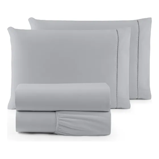 Conjunto Lençol Queen 4 Peças 400 Fios Ponto Palito Cama Box