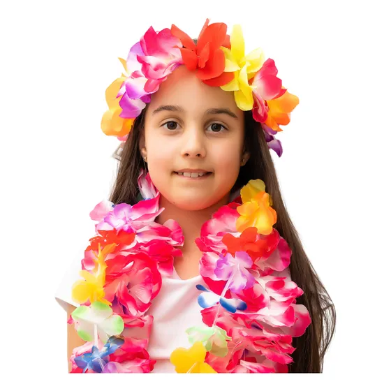 Cintillo Hawaiano Para La Cabeza Flúor Multicolor Glam