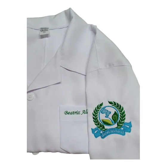 Jaleco Feminino Bordado Ciências Biológicas Com Punho