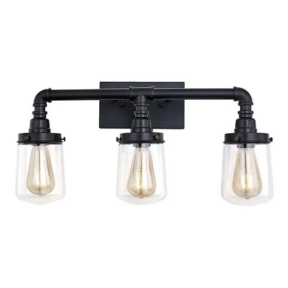 Luxemi Lampara Baño Para Casa Campo 3 Luz Color Negro