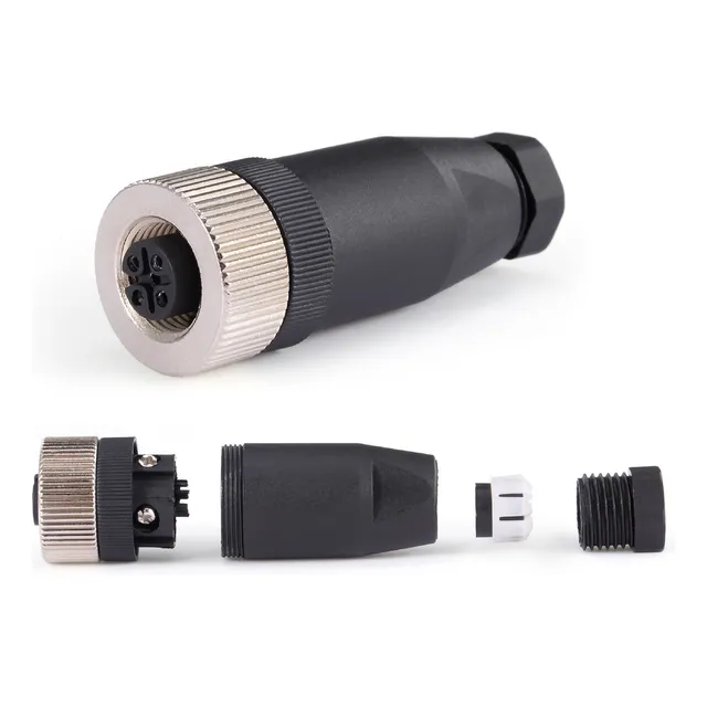 Conector Armable Recto 4 Pines Hembra M12 Atornillable Pg9