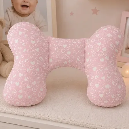 Travesseiro Bebê Conforto Apoio Cabeça E Pescoço Infantil Coração Rose