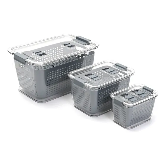 Recipientes De Alimentos Para Refrigerador Organizador Refri Color Gris