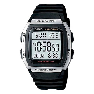 Relógio Preto Da Casio Unissex Digital W-96h-1avdf Bisel Prata Fundo Led Relógio Preto Da Casio Unissex Digital W-96h-1avdf Bisel Prata Fundo Led