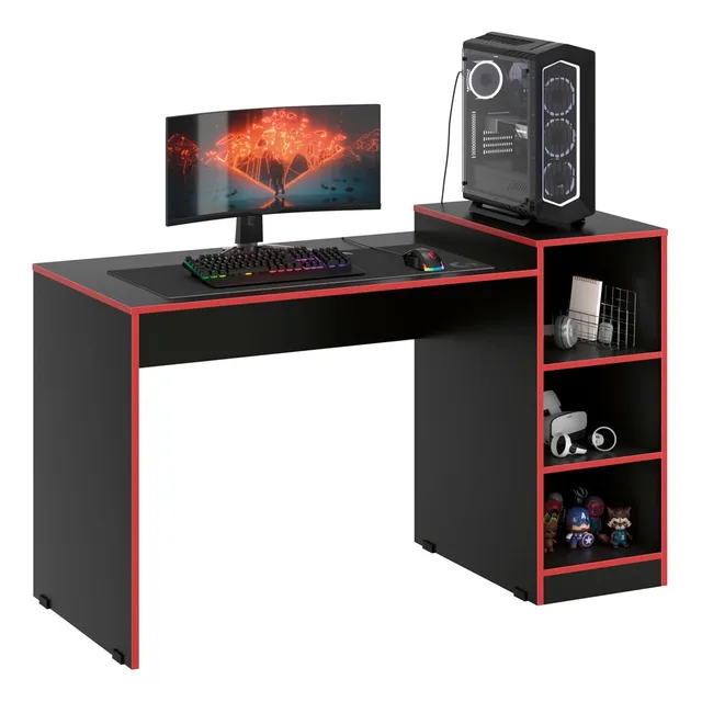 Mesa Gamer Zetra Escrivaninha Com Nichos Notbook Computador