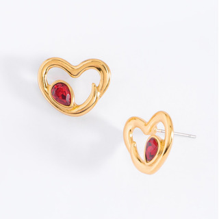 Arete Corazon Romantico Con Cristal Rojo En Baño De Oro Nice Arete Corazon Romantico Con Cristal Rojo En Baño De Oro Nice