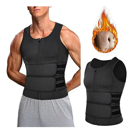 Chaleco Deportivo De Abdominoplastia Para Hombre Botonadura Negro Xl