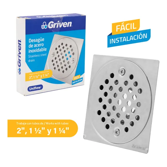 Rejilla Para Piso 2  Cromado Cuadrada Anticucarachas Griven