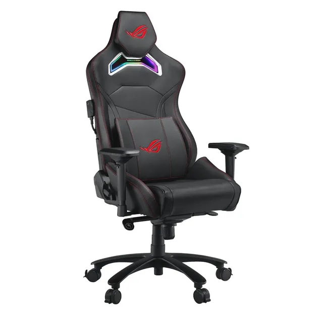 Silla de escritorio Asus ROG Chariot gamer ergonómica negra con tapizado de cuero sintético