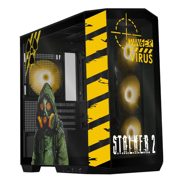 Gabinete Gamer Xtreme Pc Gaming Stalker 2 Edition Micro Torre Micro Atx 4 Fan Usb-c Cristal Templado Argb Negro