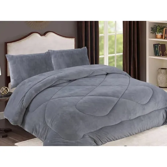 Cubrecama De Invierno Plush Con Chiporro 2 Plaza Gris S006