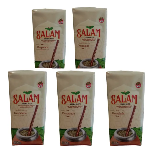 Yerba Mate Salam Despalada Sin Tacc 500 Gr. Secadero X 5