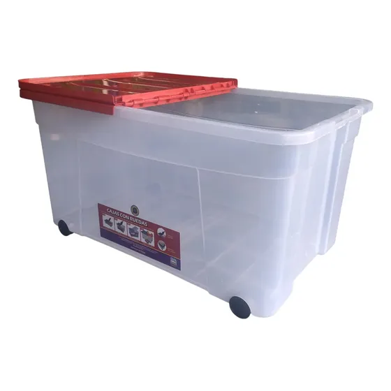 Caja Con Ruedas Apilable Tapa Plegable Alfahogar