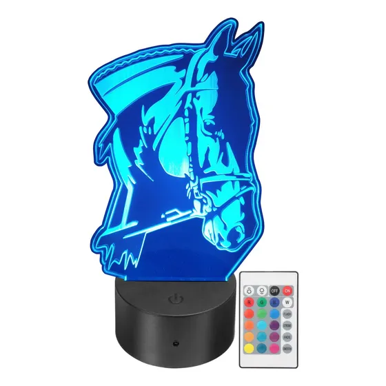 Lámpara Led Decorativa Caballo Rgb Personalizada Con Nombre