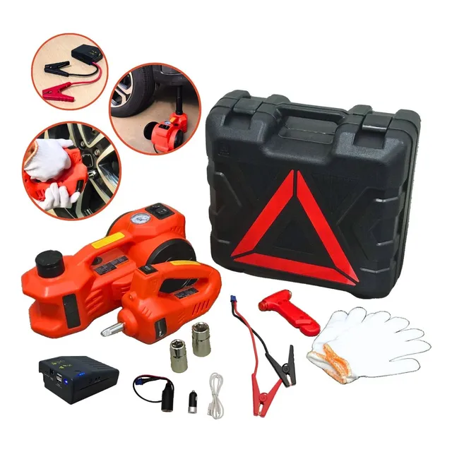 Macaco Eletrico Hidráulico 12v 4x1 C Bateria Auxiliar Carro